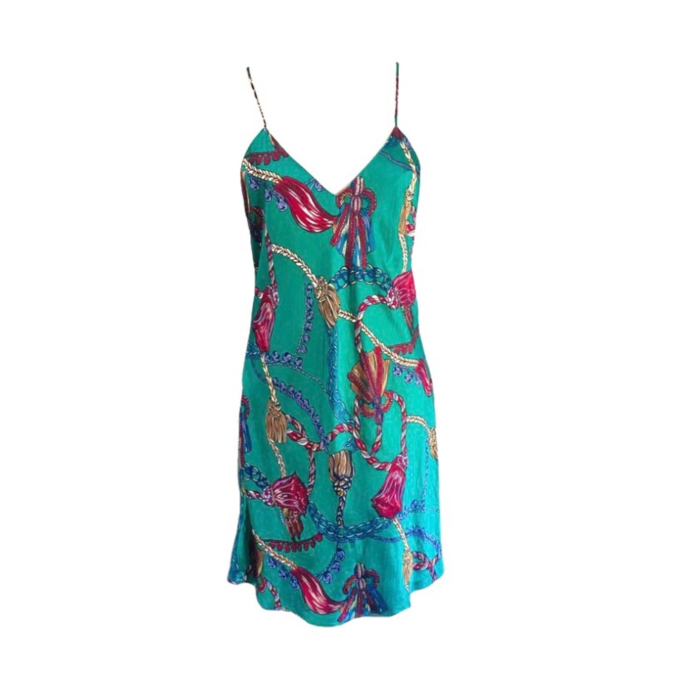 Vintage Victoria’s Secret Gold Label 100% Silk Teal Slip Lingerie Dress